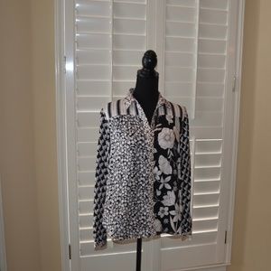 Anthropologie/Maeve Contrast Print Button Down Shirt
